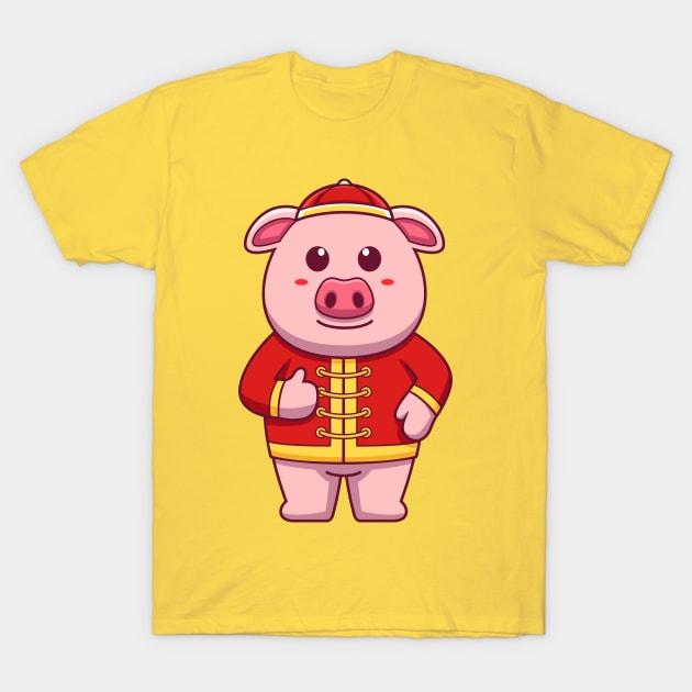 Cute chinese pig T-Shirt T-Shirt by onama.std